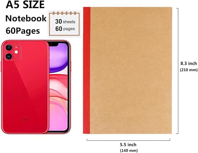 Zegrox 12 Pack Notebooks Bulk, Kraft Cover Lined Blank College Ruled Travel - Image 5