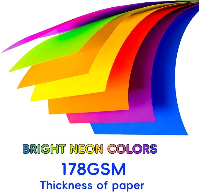 Index Cards 210-Count 4x6 Inch, 178GSM Heavyweight Set of 7 Fluorescent Colors - Image 3