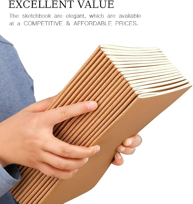 LIONSOUL 90 Pack A5 Blank Kraft Notebooks Bulk, Blank Paper Sketchbooks - Image 6