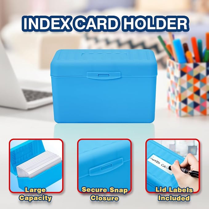 H4D 3x5 Index Card Holder with 100 Heavyweight Ruled Index Cards and 25 Plastic - Image 3