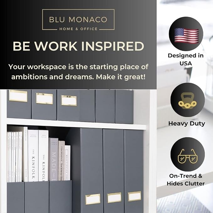 BLU MONACO | Set of 6 Foldable Grey Magazine File Holders - Image 2