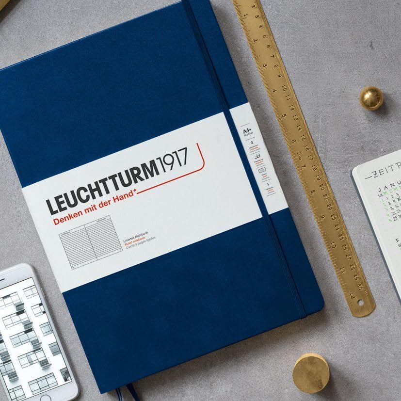 LEUCHTTURM1917 - Notebook Hardcover Master Slim A4+ - 123 Numbered Pages for Writing and Journaling (Sage, Dotted)