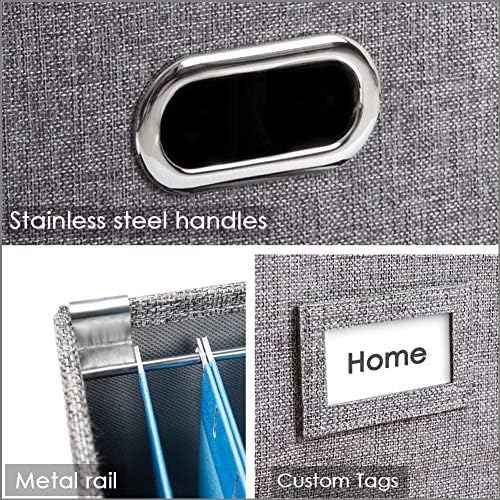 PRANDOM File Organizer Box - Set of 1 Collapsible Decorative Linen