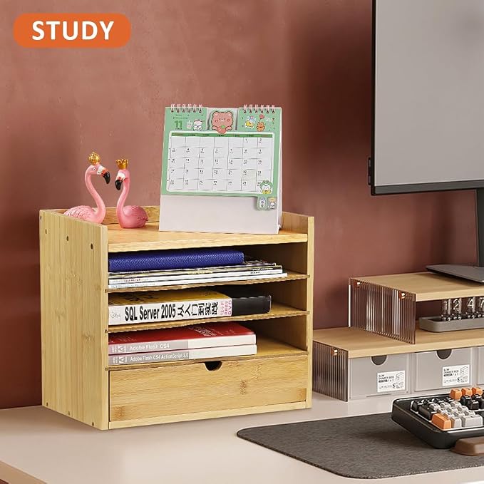 KKTONER 5-Tier Bamboo Desk Organizer - Image 7