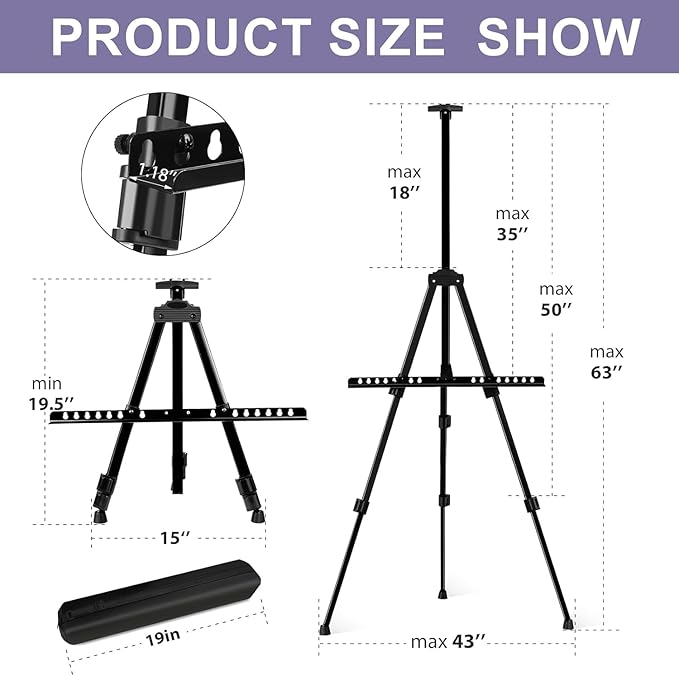 AROIC Art Painting Artist Easel Stand, Painting Display Easel Stand, Portable - Image 3