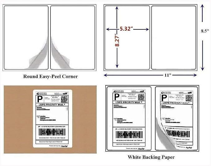 BESTEASY Round Corner Half Sheet Self Adhesive Shipping Labels - Image 2