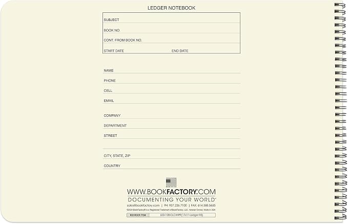 BookFactory Accounting Ledger Notebook/Large 10 Column Accounting Ledger - Image 2
