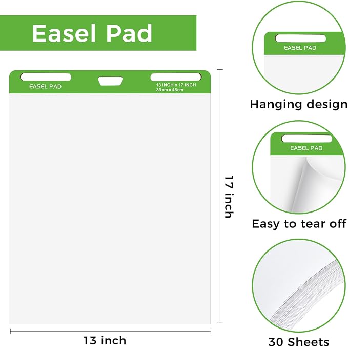 DINGIXOC Mini Easel Pads 13 x 17 Inch, 4 Pack Non-Stick Flip Chart Paper - Image 2