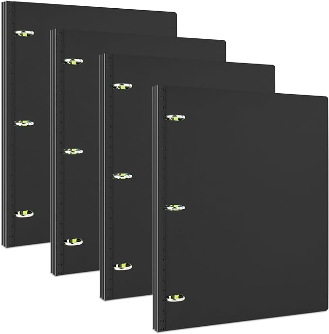 INFUN 1 Inch Telescoping 3 Ring Binder- 4 PCS-Black, Portable Plastic Binder by INFUN
