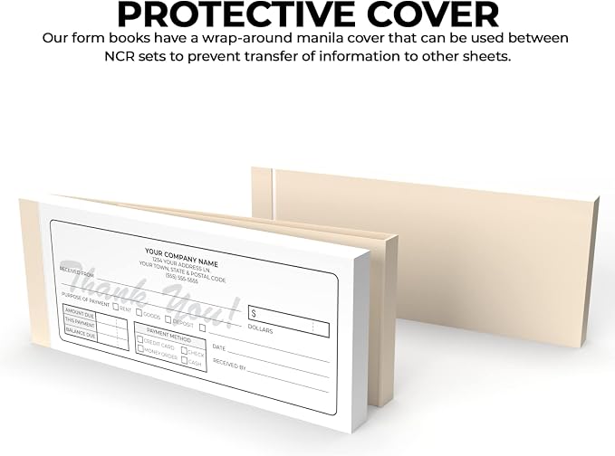 Custom 2.83" x 7" Carbonless NCR Books in 3-Part Triplicate Invoices, Work - Image 3