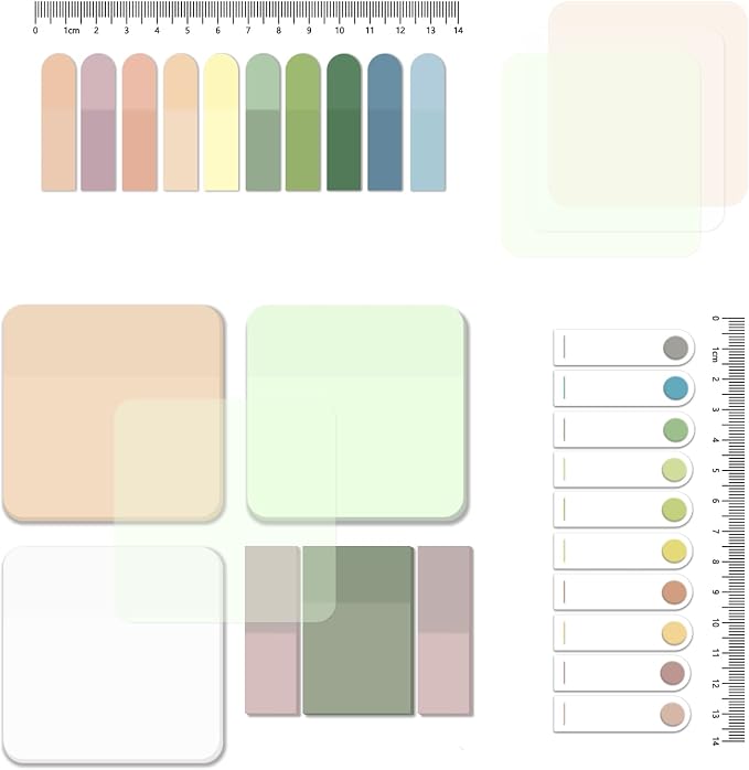 BAYTORY 700 Sheets Pastel Transparent Sticky Notes, Self-Adhesive Translucent by BAYTORY