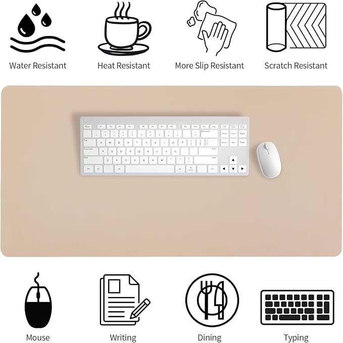 Leather Desk Pad, Mouse Pad, Non-Slip Desk Protector Mat, Leather Desk Blotter - Image 6