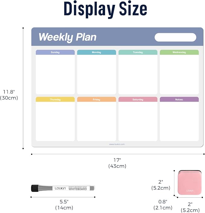 Loukin 17"x11.8" Weekly Dry Erase Calendar 2 Pack, Electrostatic Adsorption - Image 6
