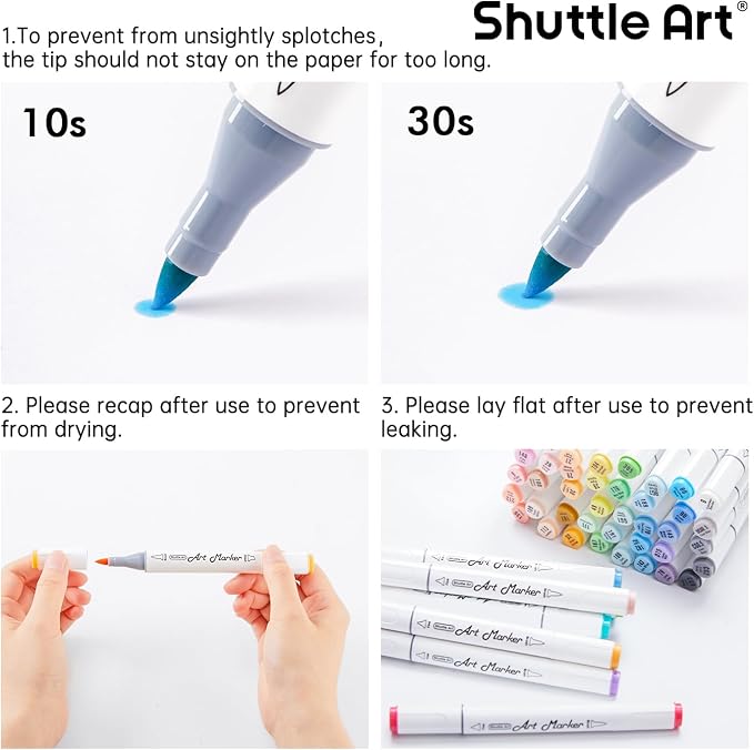 Shuttle Art Pastel Alcohol Markers Brush tip, Dual Tip Brush & Fine Tip Art - Image 9