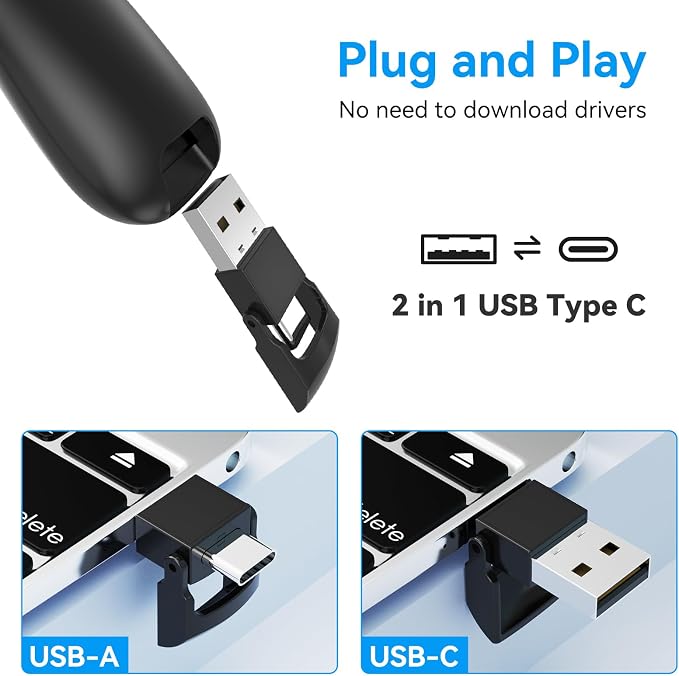 Wireless Presentation Clicker PowerPoint Presenter Remote : USB Type C Clicker - Image 3