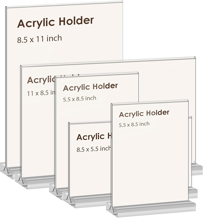 newnewshow 8.5x11 Acrylic Sign Holder 3 Pack Vertical Double-Sided Display - Image 5