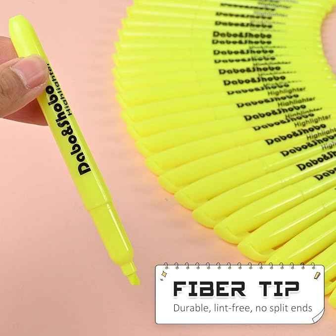 Dabo&Shobo Yellow highlighter, 60 Pack -bright color, chisel tip,