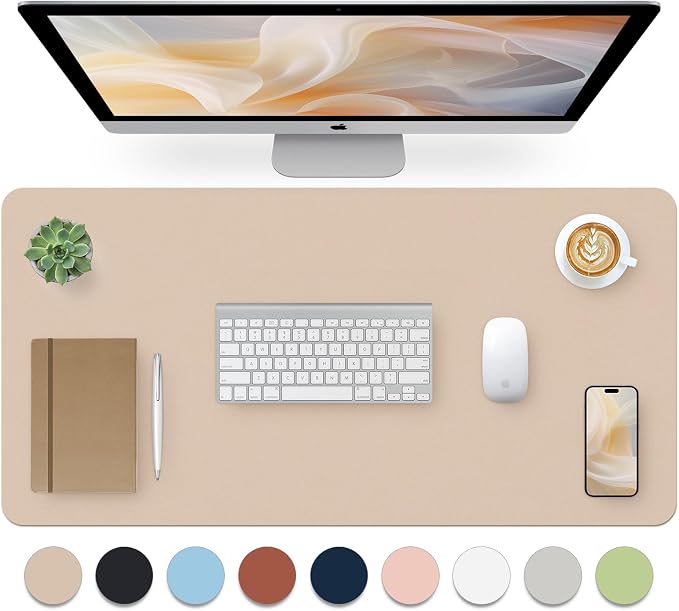 Leather Desk Pad, Mouse Pad, Non-Slip Desk Protector Mat, Leather Desk Blotter by Bloss