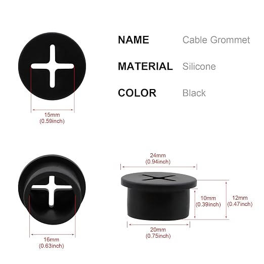 Desk Grommet, 3/4 Inch Flexible Rubber Grommets, Silicone Cable Cord Grommet - Image 2