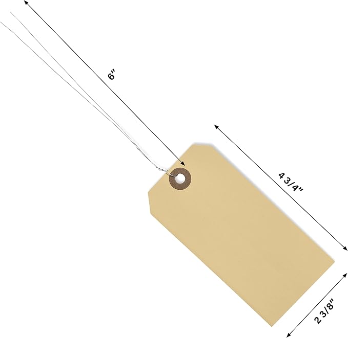 Durable Shipping Tags with Wire Ties – 200 Tags # 5, 4 3/4" x 2 3/8" – Manila - Image 4