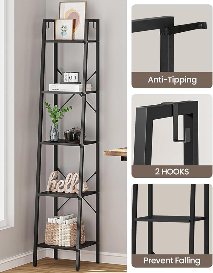Hzuaneri Ladder Shelf, Bookshelf Bookcase, Freestanding Corner Storage Shelve - Image 7