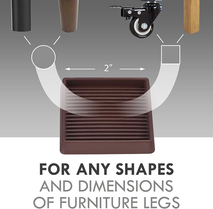 VOCOMO 2X2 Rubber Caster Cups, Non Slip Furniture Pads, Anti-Slip Furniture - Image 2