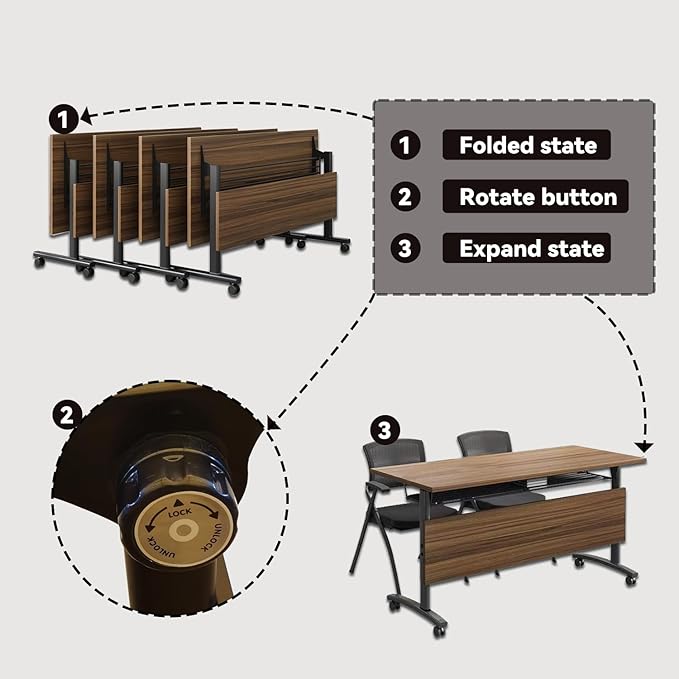 Foldable Conference Table Mobile Meeting Table, Large Modular Conference Room - Image 4