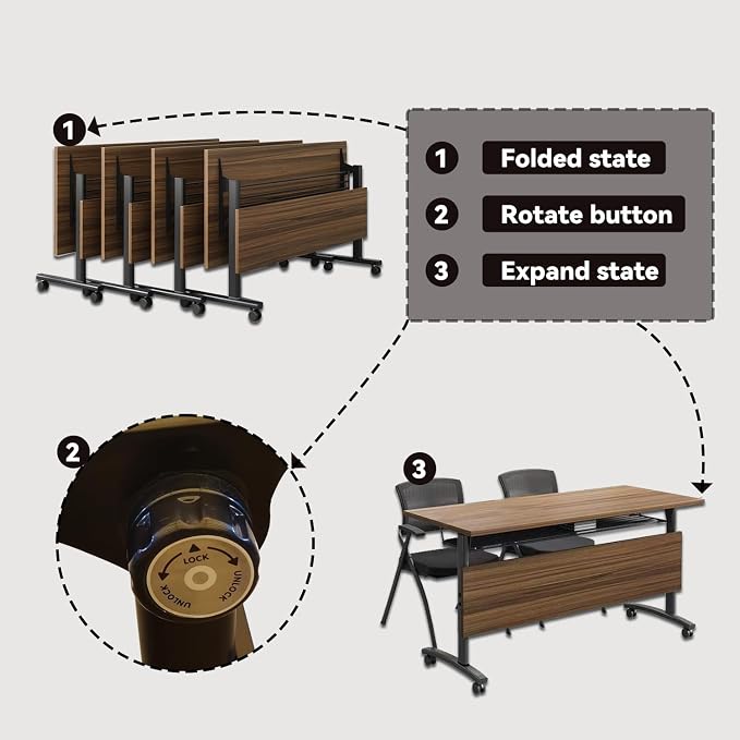 Foldable Conference Table, Modern Mobile Meeting Table - Image 4