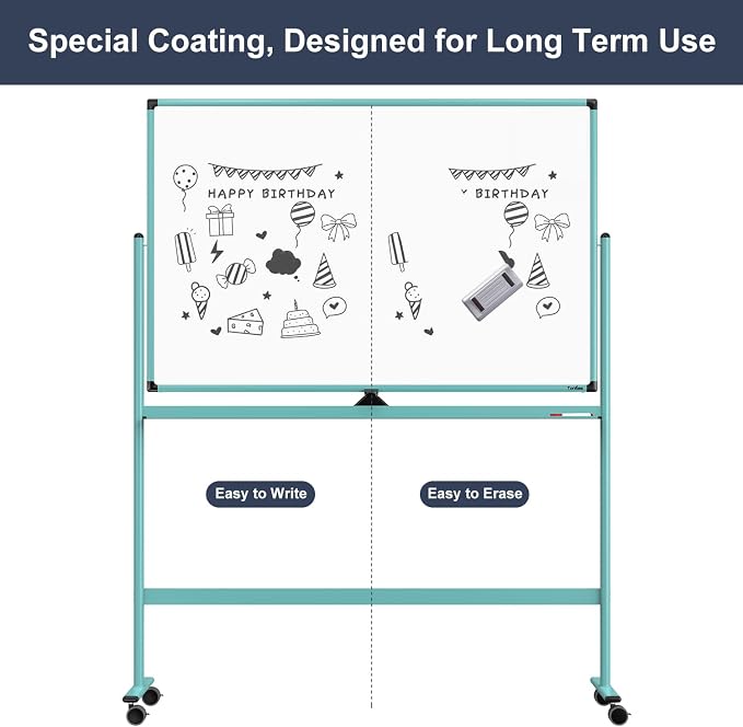 Rolling Whiteboard, 48x32 Inches Dry Erase Board - Image 5