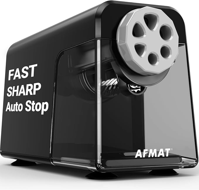 AFMAT Electric Pencil Sharpener Heavy Duty, 6 Holes, Auto Stop Pencil Sharpeners by AFMAT