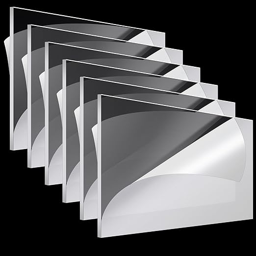 Roowest 6 Pcs 24 x 48 Inch, 1/8 Inch Thick Clear Acrylic Sheets Plastic Panels by Roowest