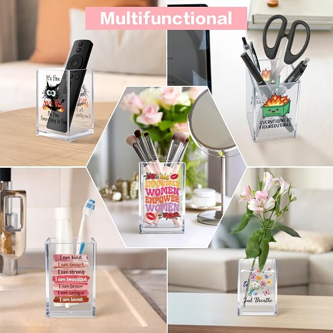 Vgrti Work Hard Be Nice to People Acrylic Cosmetic Pencil Pen Holder Cup - Image 6