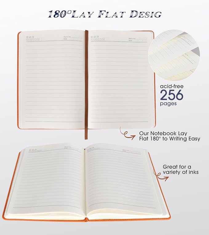 Biuwory Lined Journal Notebook for Women Men, 256 Pages A5 Hardcover Leather - Image 4