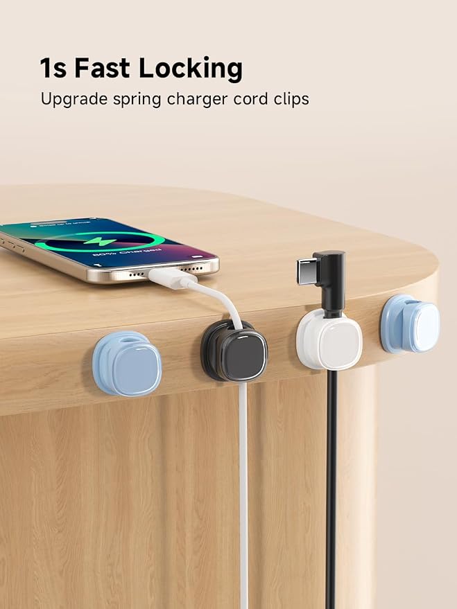 9 Pack Cord Organizer, Spring Cable Management, Adhesive Cute Cable Holder Clips - Image 4