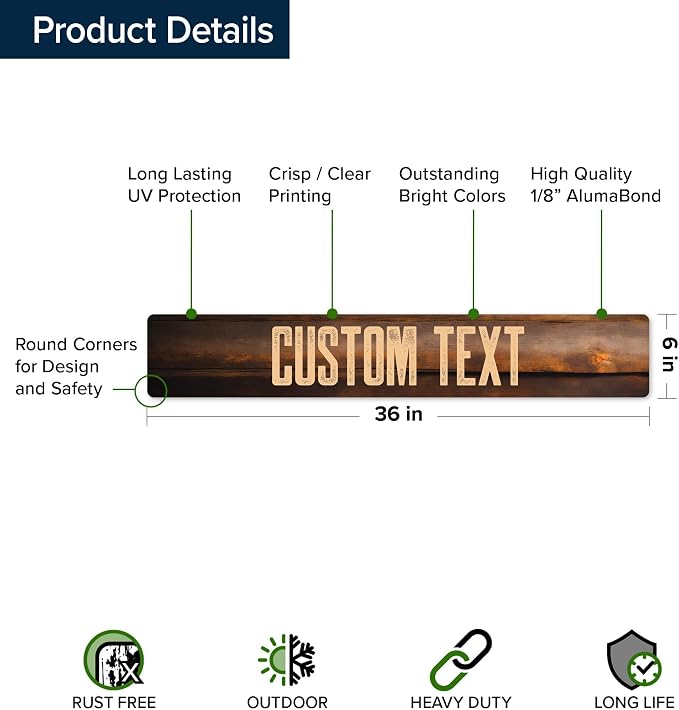 Custom Sign, Custom Street Sign, 11 Font Colors, 13 Font Styles, 4 Hole Options - Image 6