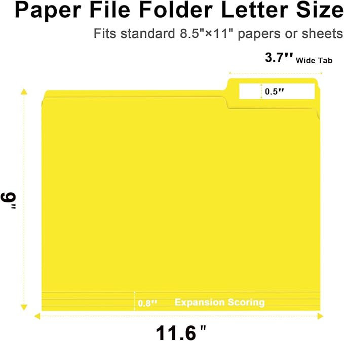 File Folder, RAZCC 100 Pack 1/3 Cut Tab File Folders Letter Size, Folders - Image 2