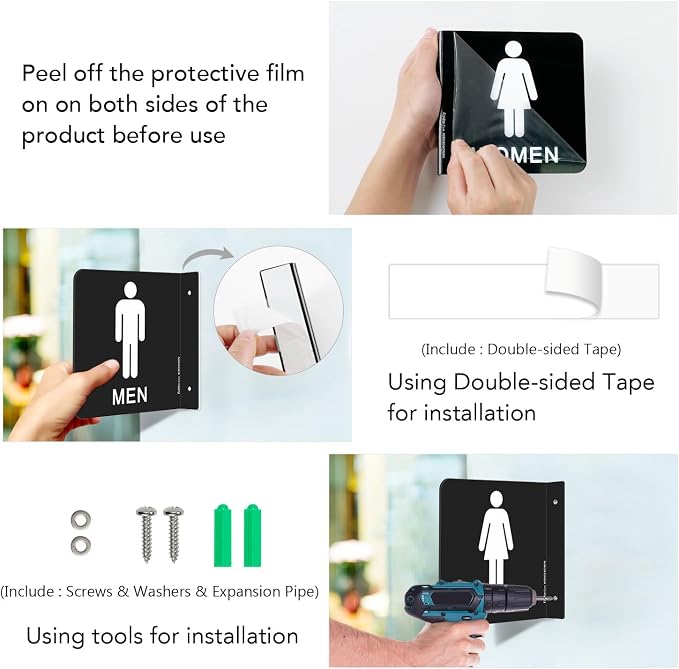 Faittoo Restroom Sign, Bathroom Signs, 6 x 6 Inches Acrylic Sign, - Image 5