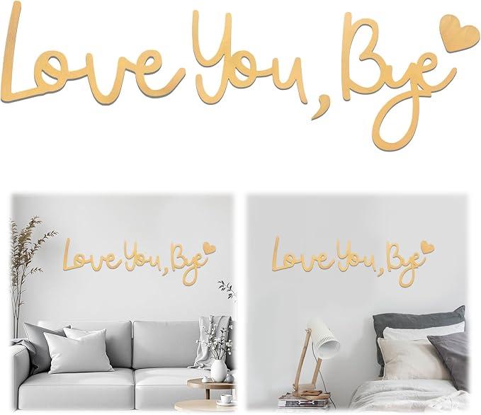 Wall Decor Large Gold Love You Bye Sign Hallway Entryway Door Wall Art Boho by BADAO