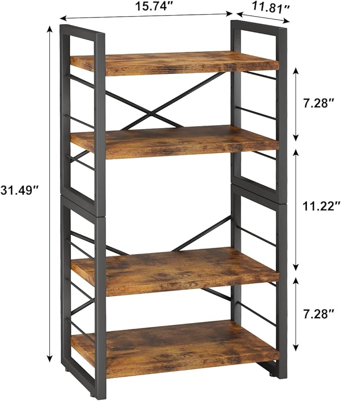 Homeiju Bookshelf, Dorm Desk Hutch, Desk Shelf Organizer, 4 Tier Stackable - Image 3