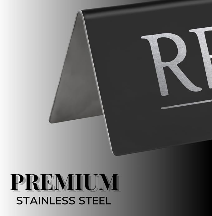 6 Reserved Table Signs – Black Stainless Steel - Image 3