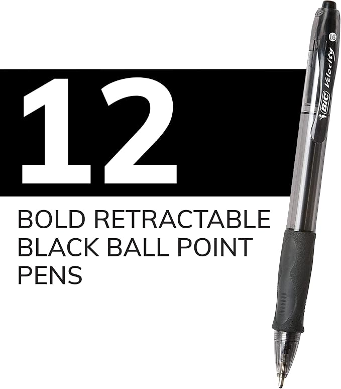 BIC Glide Bold Black Ballpoint Pens, Bold Point, 12-Count Pack, Retractable - Image 4