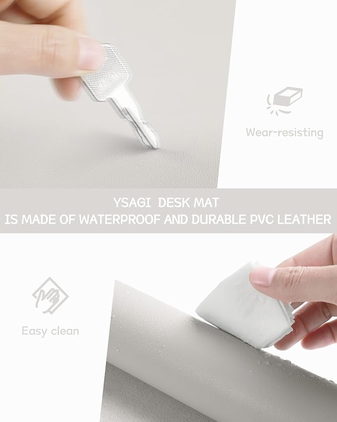 YSAGi Non-Slip Leather Desk Pad, Waterproof Laptop Computer Desk Keyboard Mat - Image 5