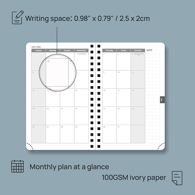 POPRUN Pocket 2026 Planner Weekly and Monthly - Image 4