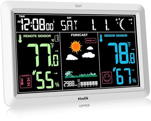 Weather Station with Atomic Clock Indoor Outdoor Thermometer Wireless, Humidity by Hodik