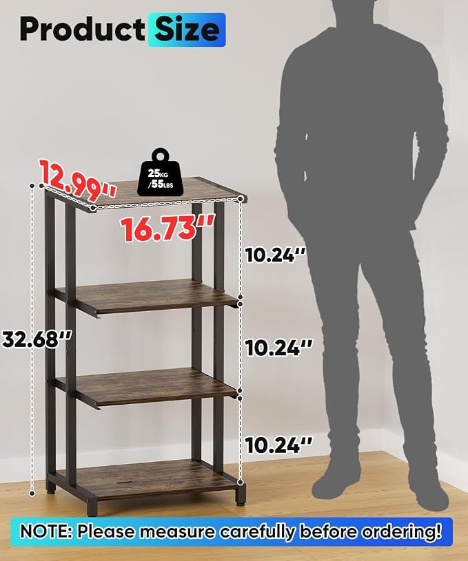 Ardier 4-Tier Wooden Media Stand, AV Media Stand Corner Shelf - Image 2