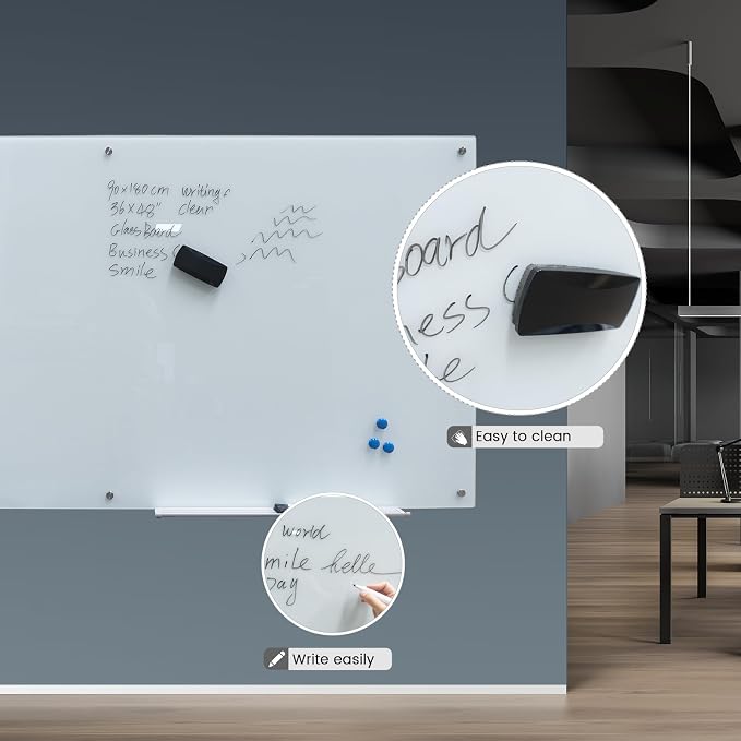 Magnetic Glass Whiteboard 36"X72" Dry Erase Board White Board Wall Mounted - Image 7