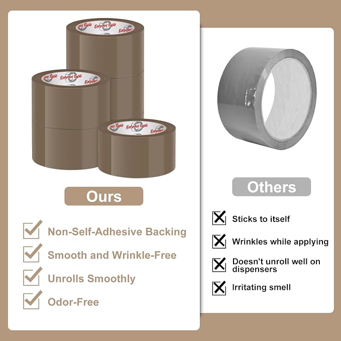 Ealyder Tape Brown Packing Tape 2 inch x 60 Yards, 3 Rolls - Image 6