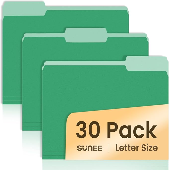 SUNEE File Folders, 30 Pack Manilla Folders 8.5 x 11, Colored File Folders Home by SUNEE
