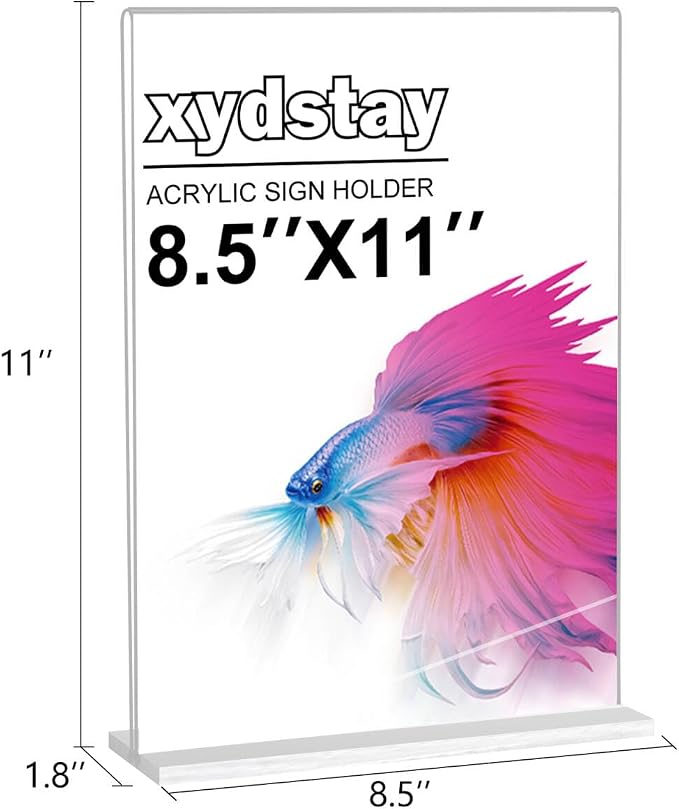 xydstay 8.5 x 11 Acrylic Sign Holder 2 Pack, Vertical T Shape Clear Plastic - Image 2