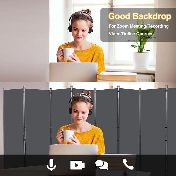 CHOSENM Room Divider, 8 Panel Folding Privacy Screens - Image 7